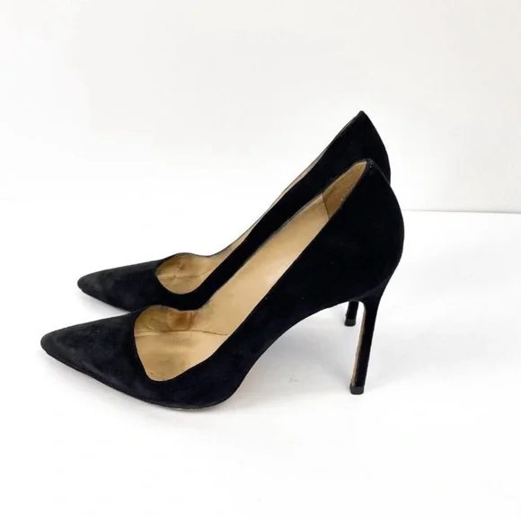 Manolo Blahnik Classic Black Suede Heels - Picture 9 of 14